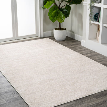 Haze Solid Low-pile Area Rug Ivory